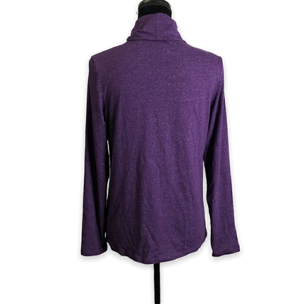 Croft & Barrow Long Sleeve Turtleneck Shirt in Plum Purple with Metallic… - Picture 3 of 9